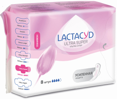 Прокладки Lactacyd Ultra Super впитывающие, 8шт