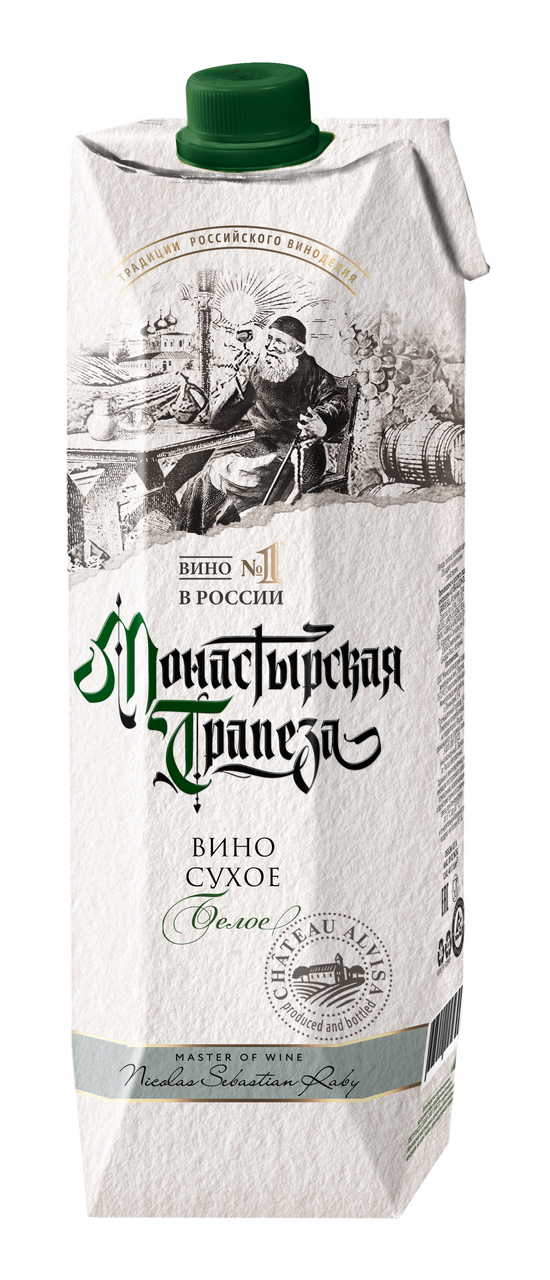 Изображение товара Вино Монастырская трапеза белое сухое, 1л