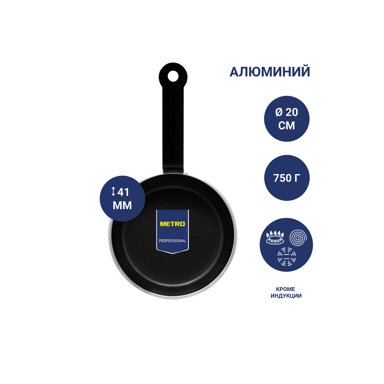 Изображение товара Сковорода METRO PROFESSIONAL 20 см с антипригарным покрытием