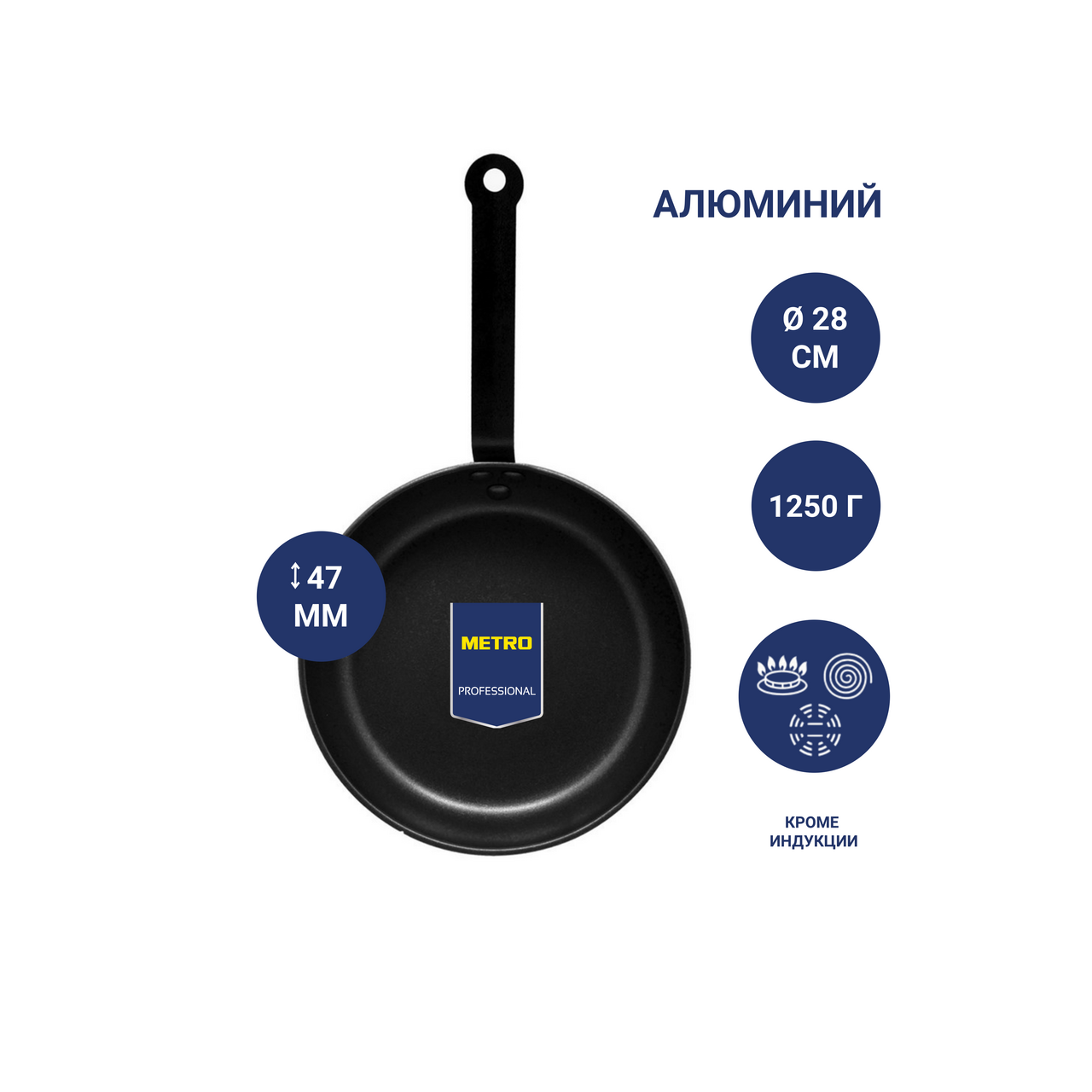 Изображение товара METRO PROFESSIONAL Сковорода 28 см антипригарное покрытие для всех плит кроме индукционной