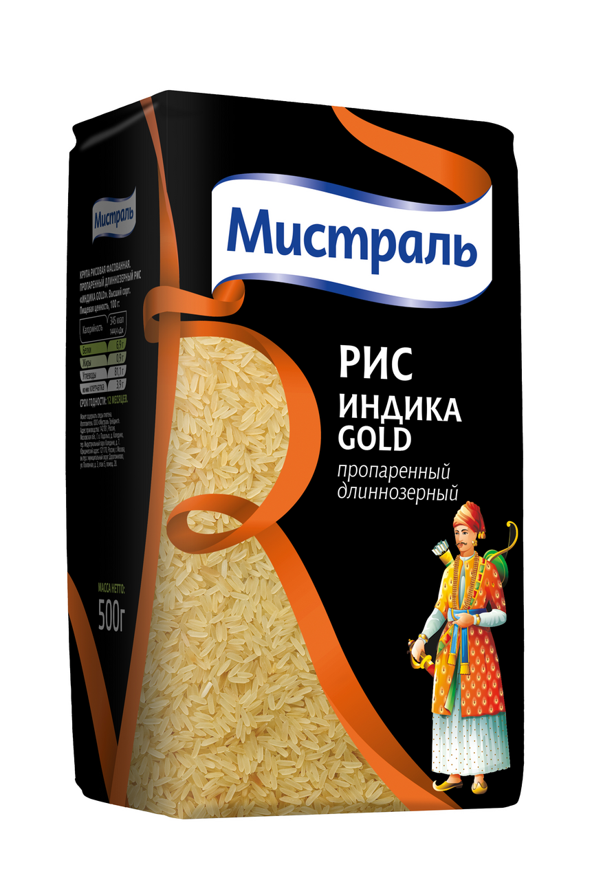 Изображение товара Крупа рис Мистраль Индика Gold длиннозерный пропаренный, 500г