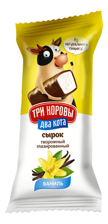 Сырок глазированный Три коровы два кота ваниль 16.5%, 30г купить с ...