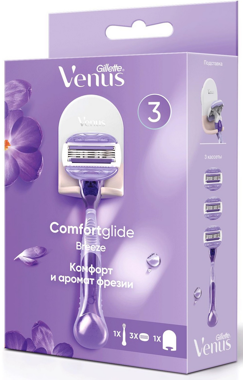 Изображение товара Станок для бритья Gillette Venus 1шт + 3 кассеты + подставка