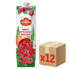 Морс Сады Придонья бруснично-малиновый, 1л x 12 шт