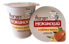Йогурт Нежинская МФ клубника-ваниль 3%, 290г