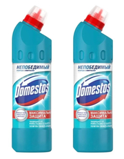 Чистящий гель для унитаза Доместос защита от бактерий и вирусов Свежесть Атлантики, 1л х 2 шт