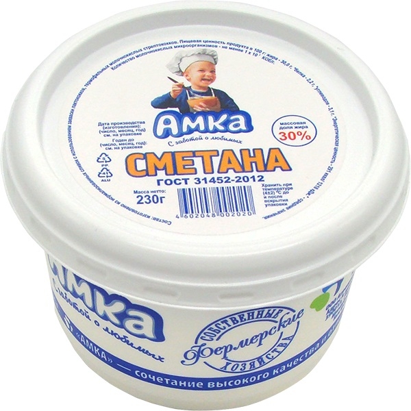 Сметана Амка Славянская 30%, 230г