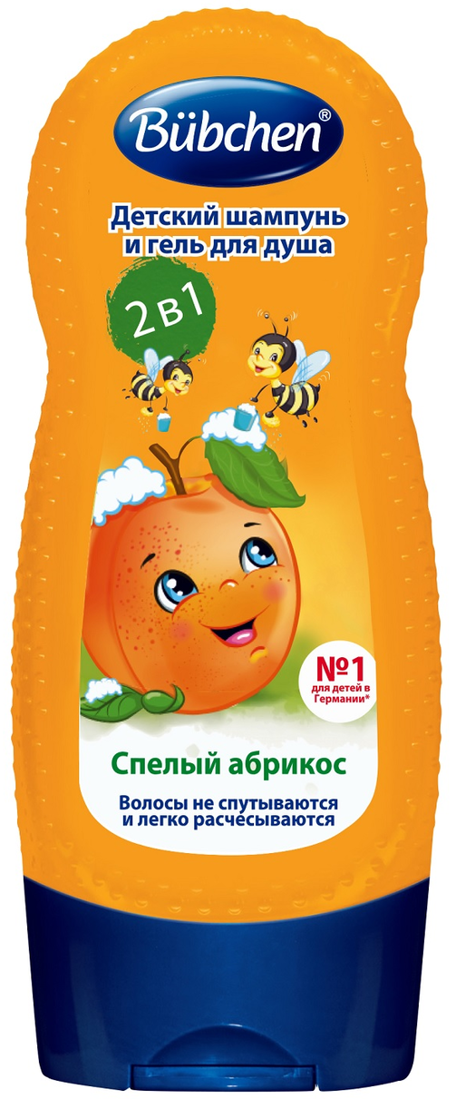 Гель для душа и шампунь детский Bubchen 2в1 Спелый абрикос, 230мл
