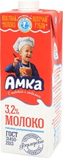 Молоко Амка ультрапастеризованное 3.2%, 975мл