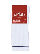 Носки мужские Omsa Active 115 Высокие полоска хлопок 75% белые-синие размер 42-44