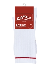 Носки мужские Omsa Active 115 Высокие полоска хлопок 75% белые-красные размер 45-47