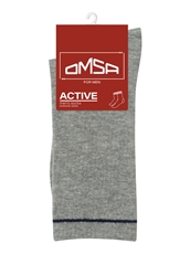 Носки мужские Omsa Active 115 Высокие полоска хлопок 75% серый меланж размер 42-44