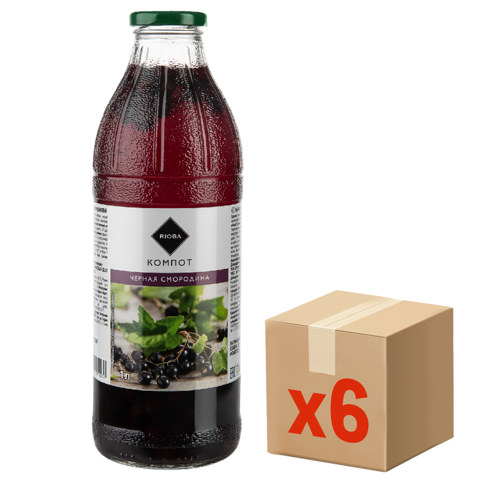 Изображение товара RIOBA Компот черная смородина, 1л x 6 шт