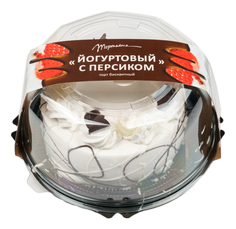 Торт йогуртовый Тортьяна бисквитный с персиком, 600г
