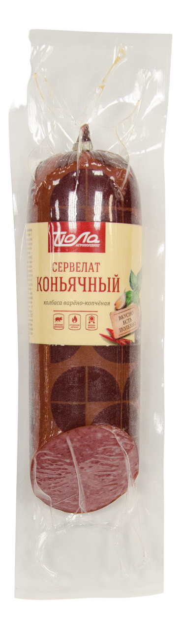 Колбаса Йола сервелат коньячный варено-копченая срез, 400г