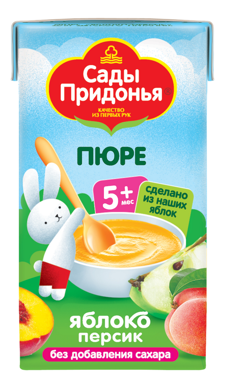 Изображение товара Пюре фруктовое детское Сады Придонья Яблоко и персик с 5 месяцев, 125г