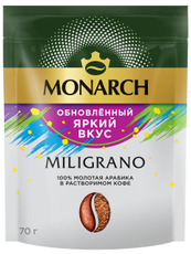Кофе Monarch Miligrano растворимый с молотым, 70г