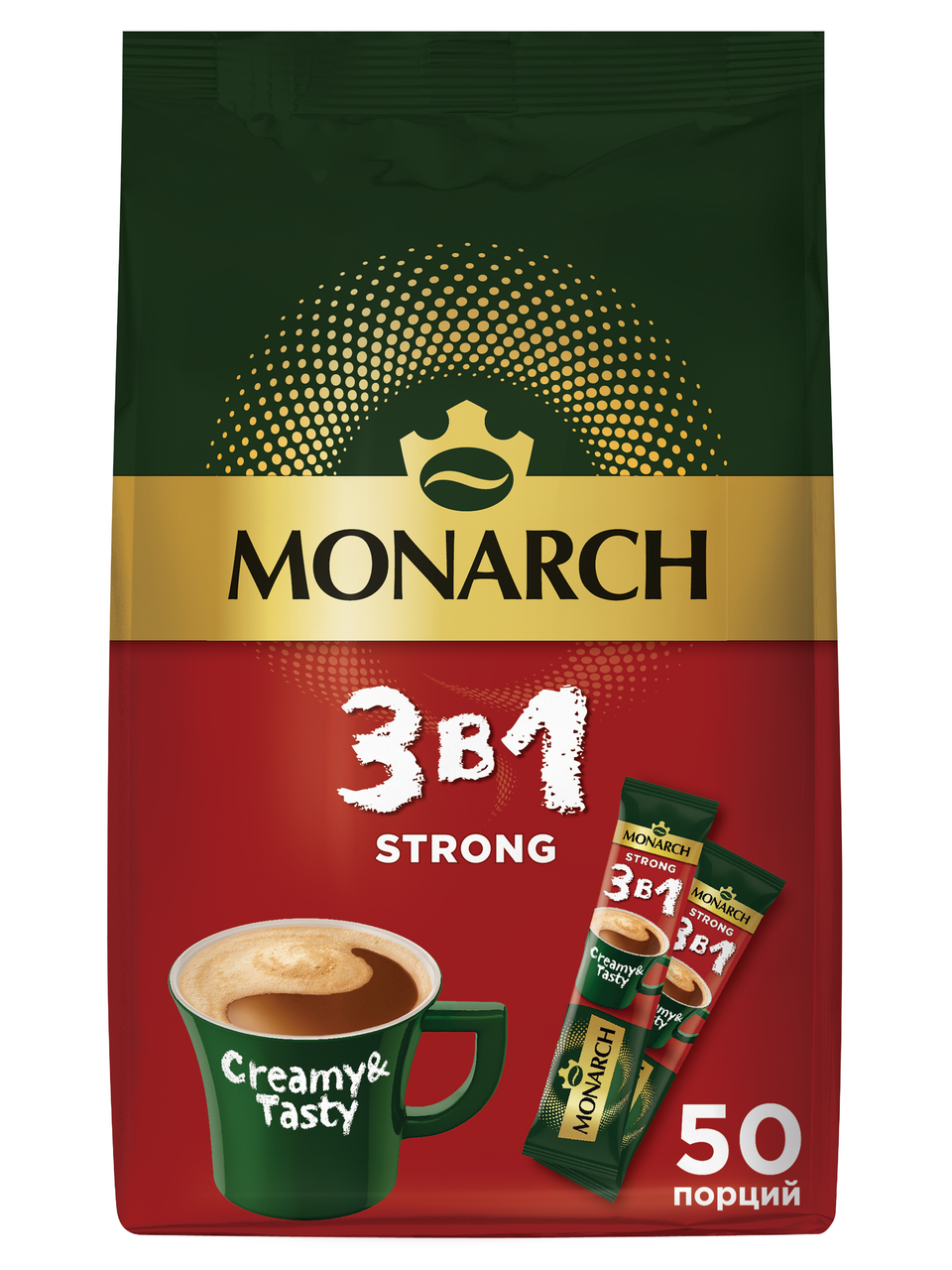 Изображение товара Кофейный напиток Monarch Strong 3в1 растворимый 650г 50 пакетов