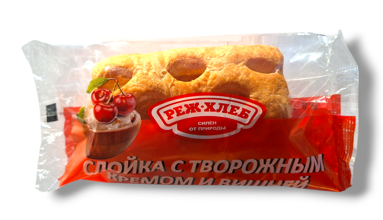 Слойка Реж-хлеб творожный крем-вишня, 80г