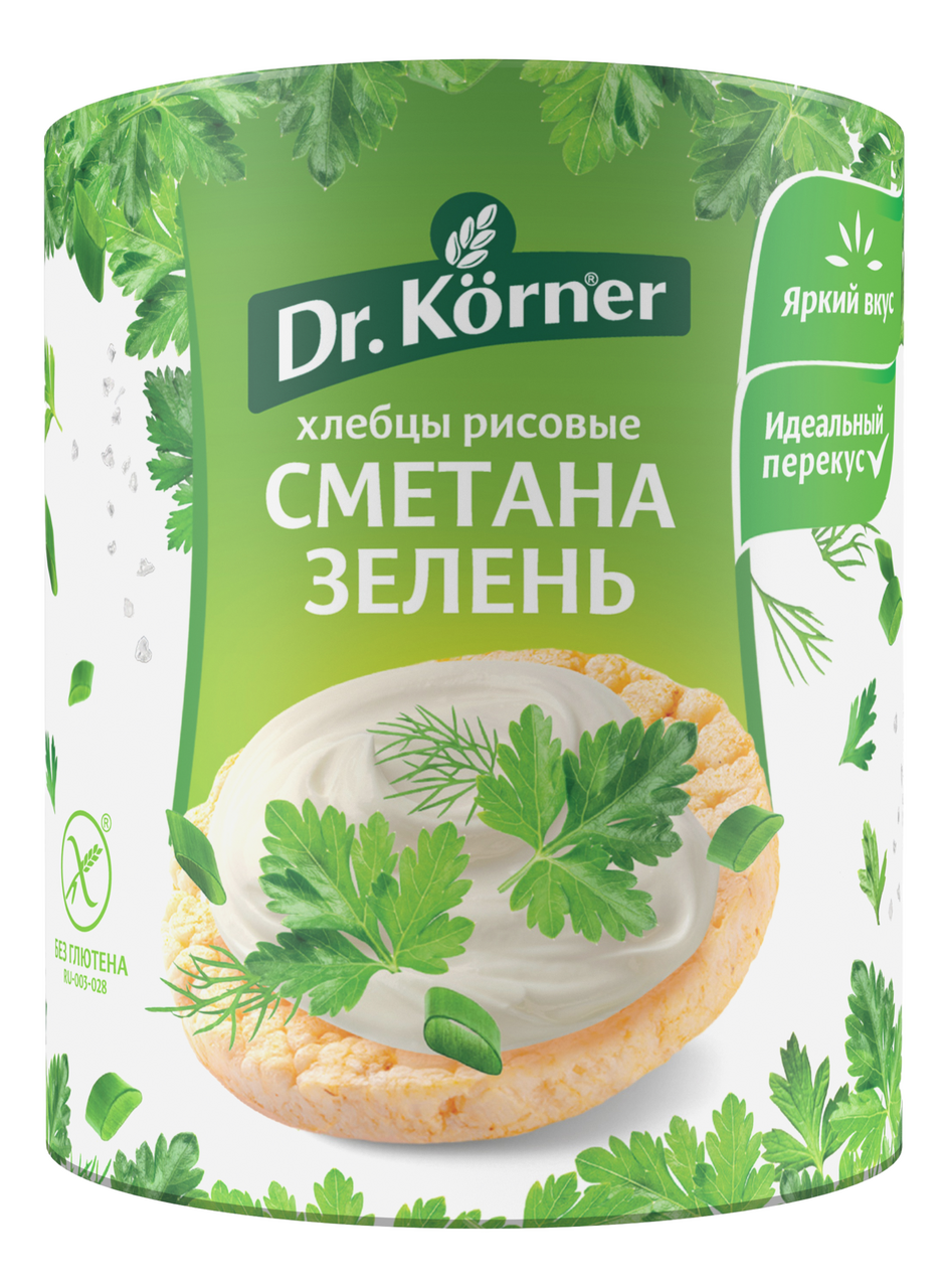 Хлебцы рисовые Dr. Korner Сметана-зелень, 80г купить с доставкой на дом,  цены в интернет-магазине