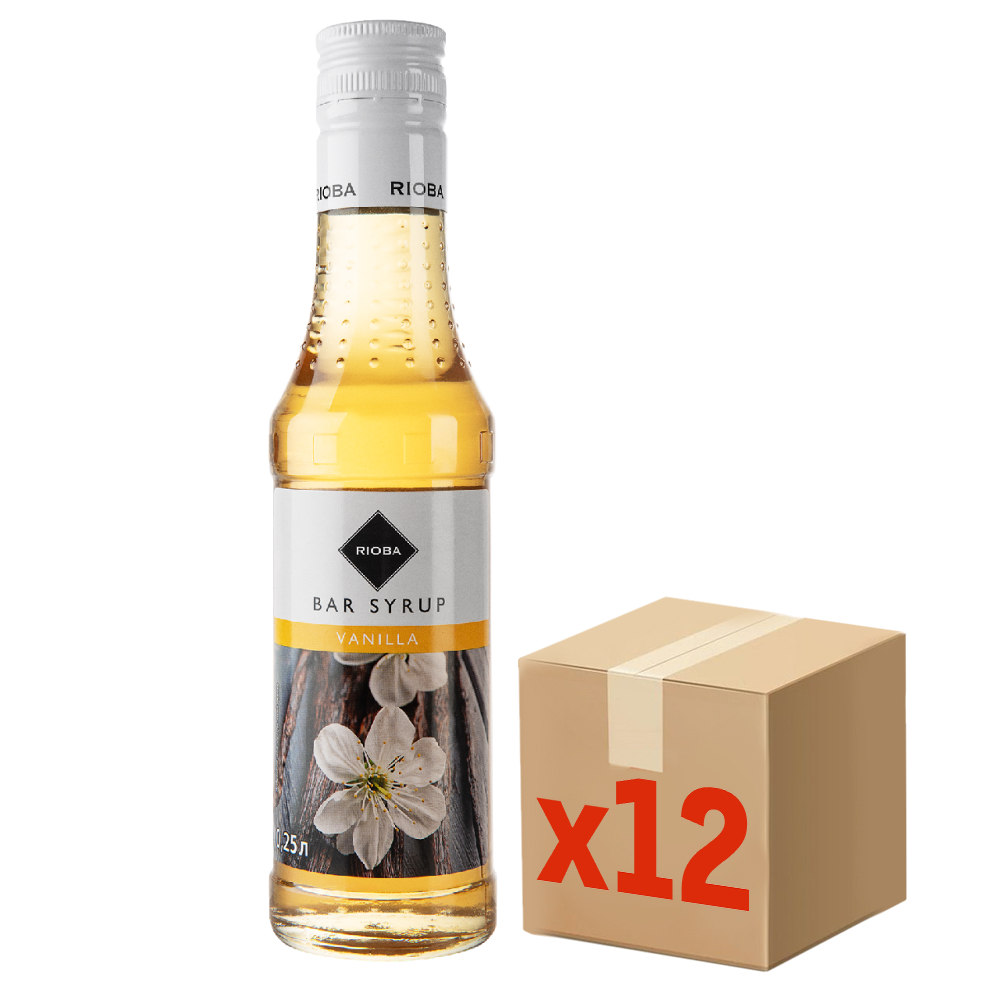 Изображение товара RIOBA Сироп ваниль 250 мл, упаковка 12 шт - натуральный сироп для напитков и десертов