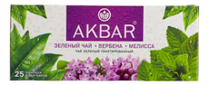 Чай зеленый Akbar мелисса-вербена пакетированный (2г x 25шт), 50г