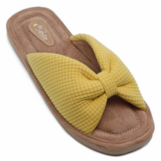 Тапочки женские Lucky Land 4561 W-CH-O с открытым носом желтые, р. 38