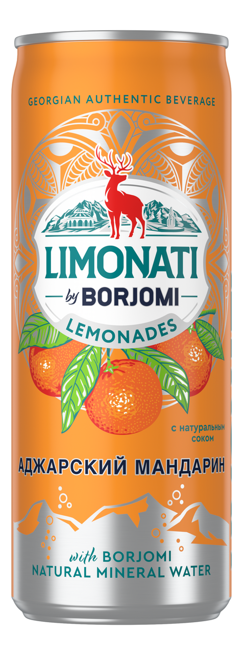 Изображение товара Лимонад Limonati by Borjomi Аджарский мандарин газированный, 330мл