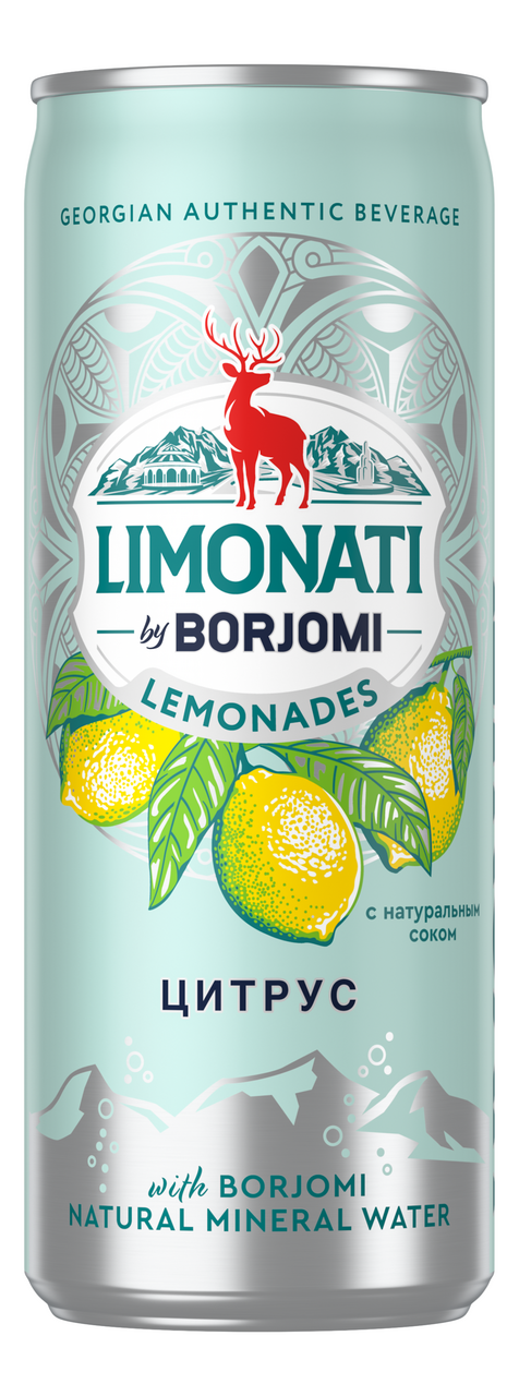 Изображение товара Лимонад Limonati by Borjomi Цитрус газированный, 330мл