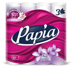 Бумага туалетная Papia Балийский цветок 3 слоя 32 рулона