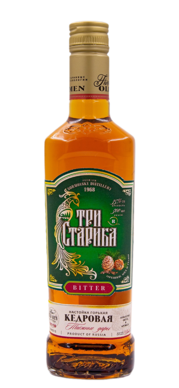 Настойка горькая Три старика кедровая, 0.5л