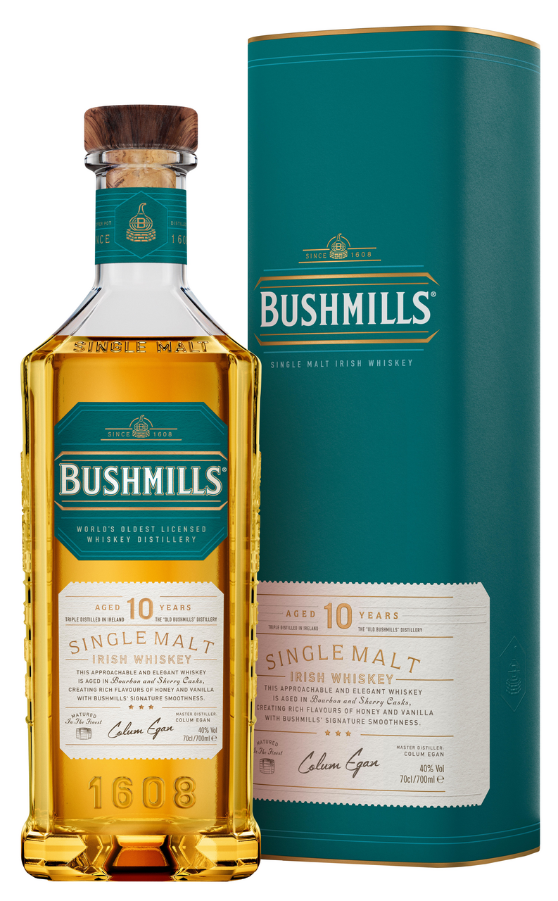 Изображение товара Виски Bushmills Single Malt 10 лет в подарочной упаковке, 0.7л