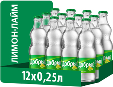 Напиток Добрый лимон-лайм газированный, 250мл x 12 шт