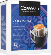 Кофе Coffesso Colombia Tinto 5 дрип-пакетов с молотым кофе, 50г