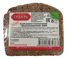 Хлеб Гридневъ ржано-пшеничный цельнозерновой био, 250г