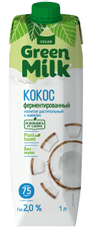 Напиток растительный ячменно-нутовый Green Milk с кокосом 2%, 1л