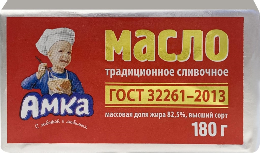 Масло сливочное Амка Традиционное ГОСТ 82.5%, 180г