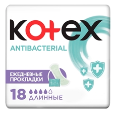 Прокладки ежедневные Kotex Antibacterial длинные, 18шт