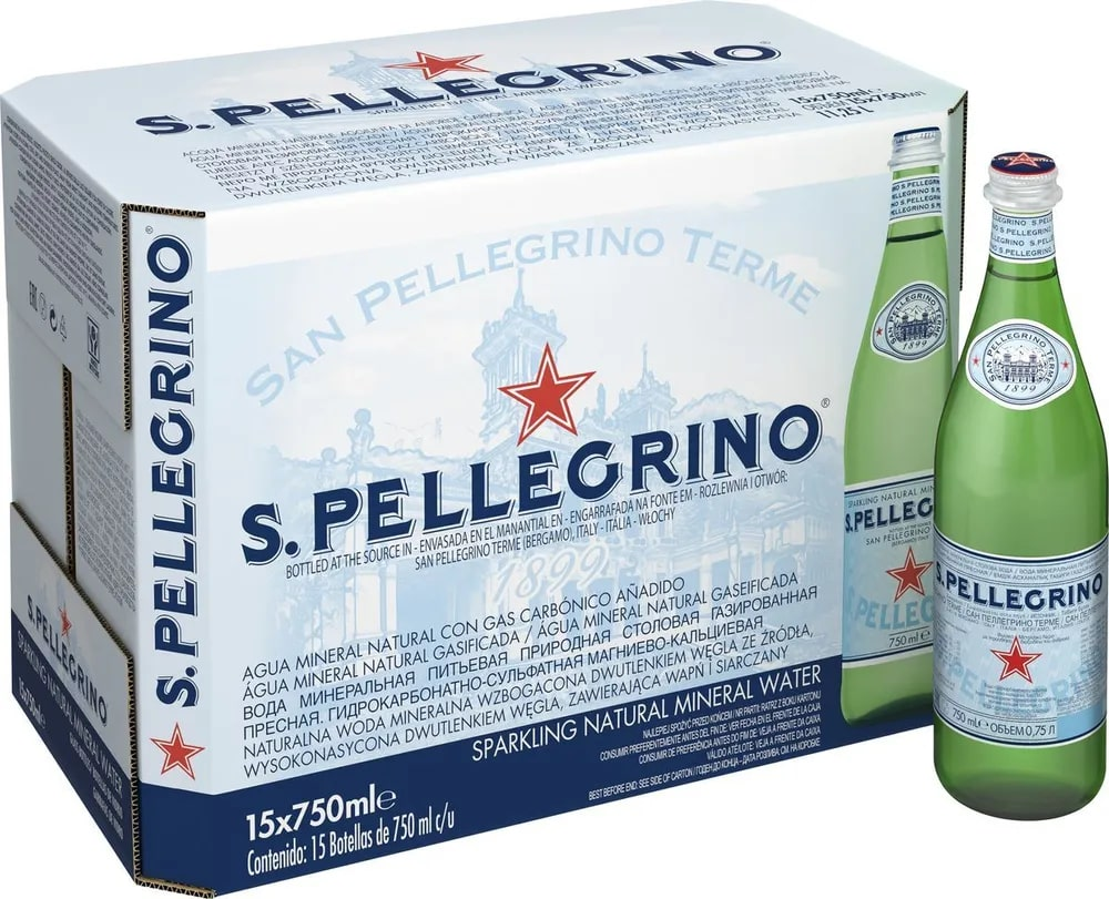 Изображение товара Вода Sanpellegrino минеральная газированная, 750мл x 15 шт