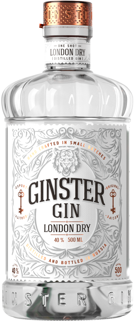 Изображение товара Джин Ginster London Dry сухой 0.5л — натуральный английский стиль, крепость 40%