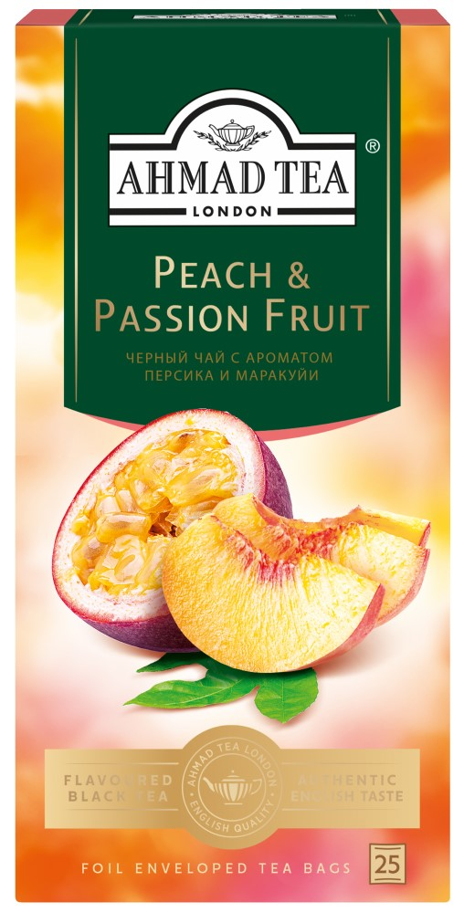 Изображение товара Чай черный Ahmad Tea Персик-маракуйя (1.5г x 25шт), 37.5г