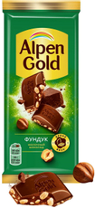 Шоколад молочный Alpen Gold с фундуком, 80г