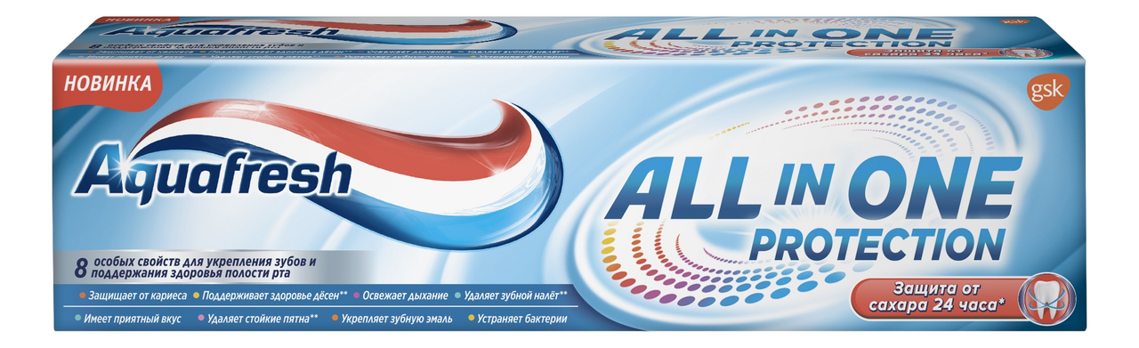 Изображение товара Зубная паста Aquafresh All-in-One Protection с фтором, 75мл