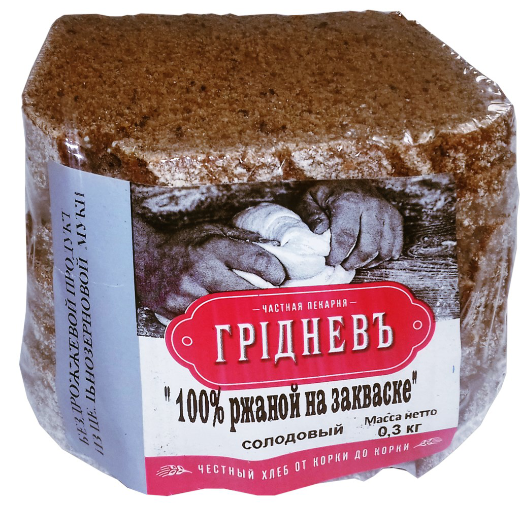 Хлеб Гридневъ 100% ржаной солодовый на закваске, 400г купить с ...