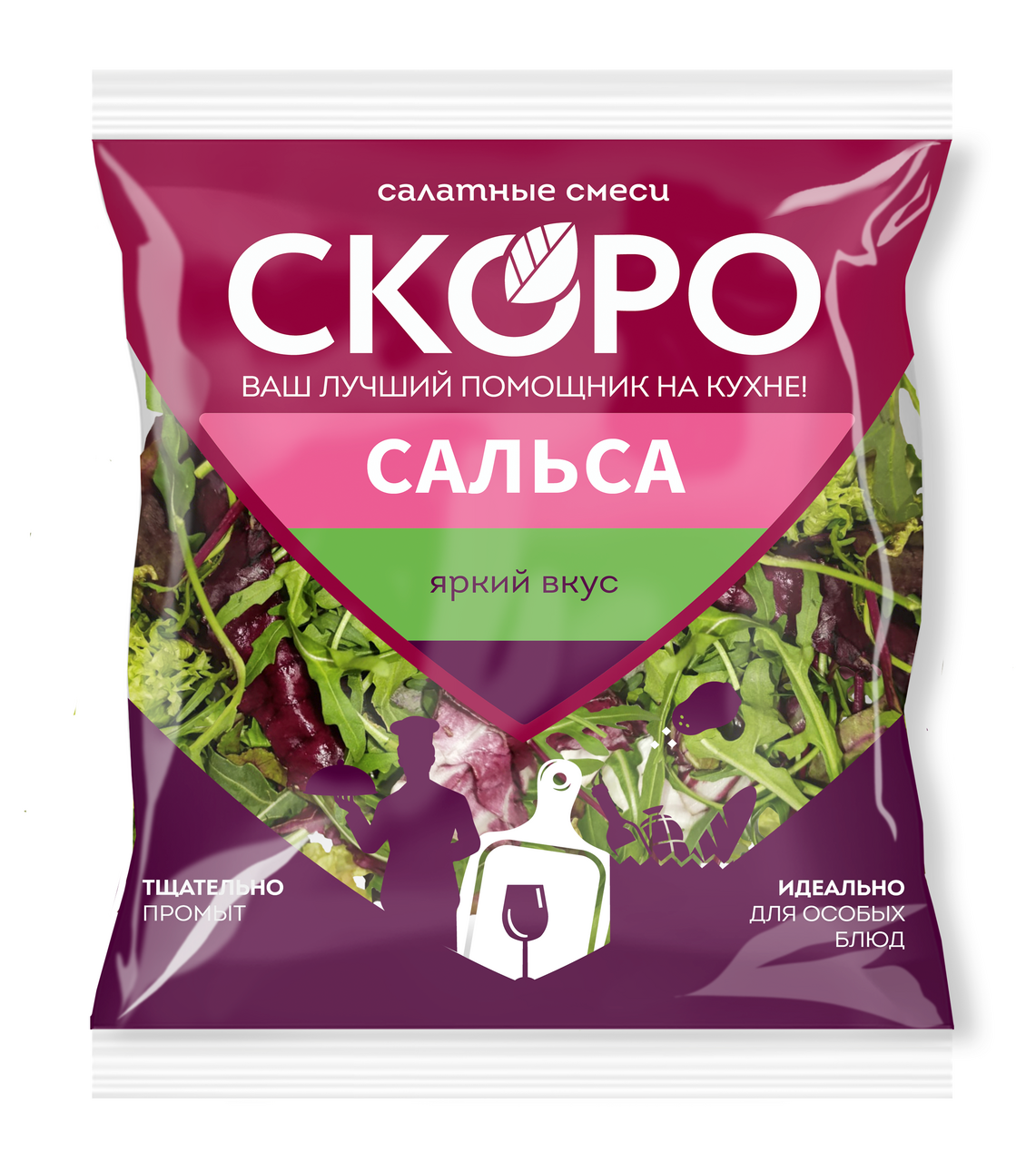 Салатная смесь Скоро Сальса романо и краснокочанная капуста, 120г