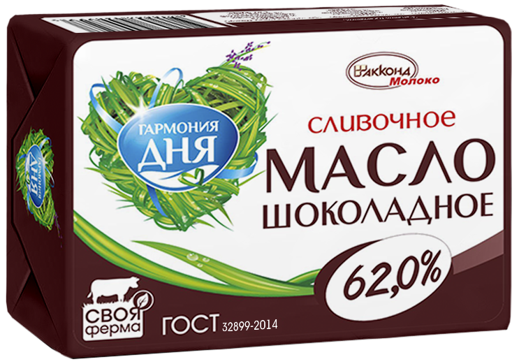 Масло сливочное Гармония дня Шоколадное ГОСТ 62%, 180г