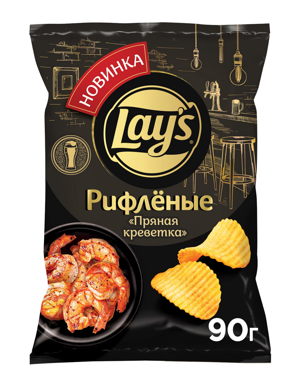 Чипсы Lay's рифленые со вкусом Пряной креветки, 90г купить с доставкой ...