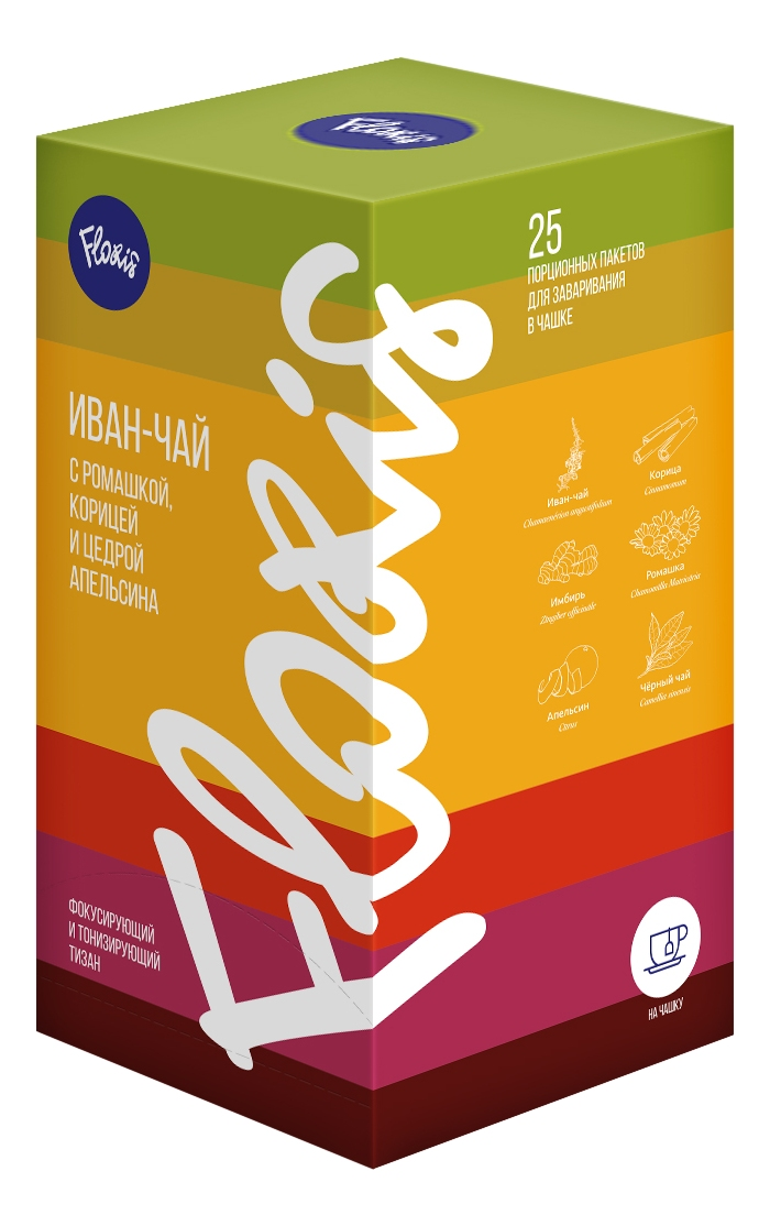 Изображение товара Чай травяной Floris Ромашка-корица-апельсин (2г x 25шт), 50г