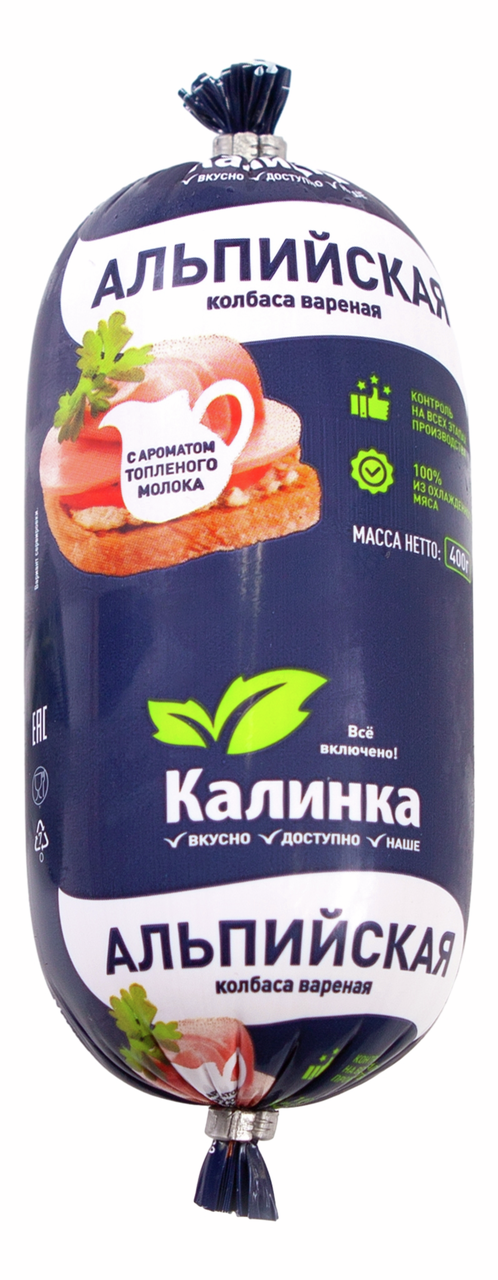 Колбаса Калинка Альпийская топленое молоко вареная, 400г