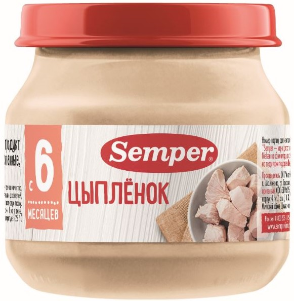 Изображение товара Пюре мясное детское Semper Цыпленок с 6 месяцев, 80г